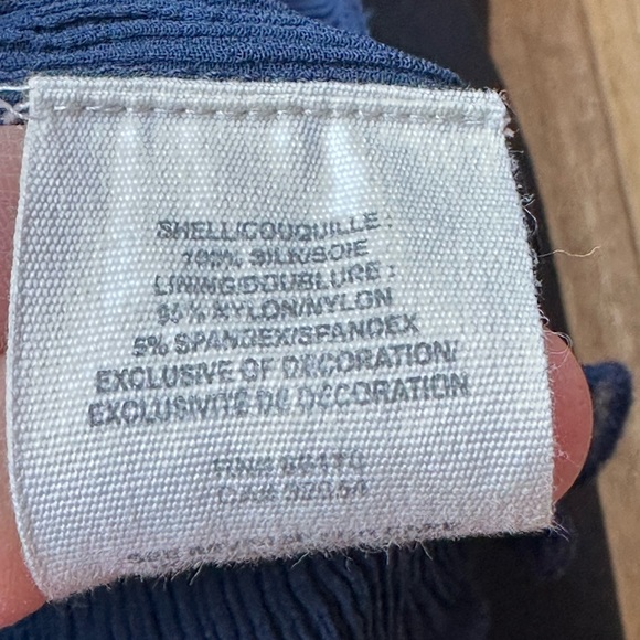 Free People 100% Silk Navy Blue Tiered Ruffle Spaghetti Strap Dress size XS - Picture 4 of 10